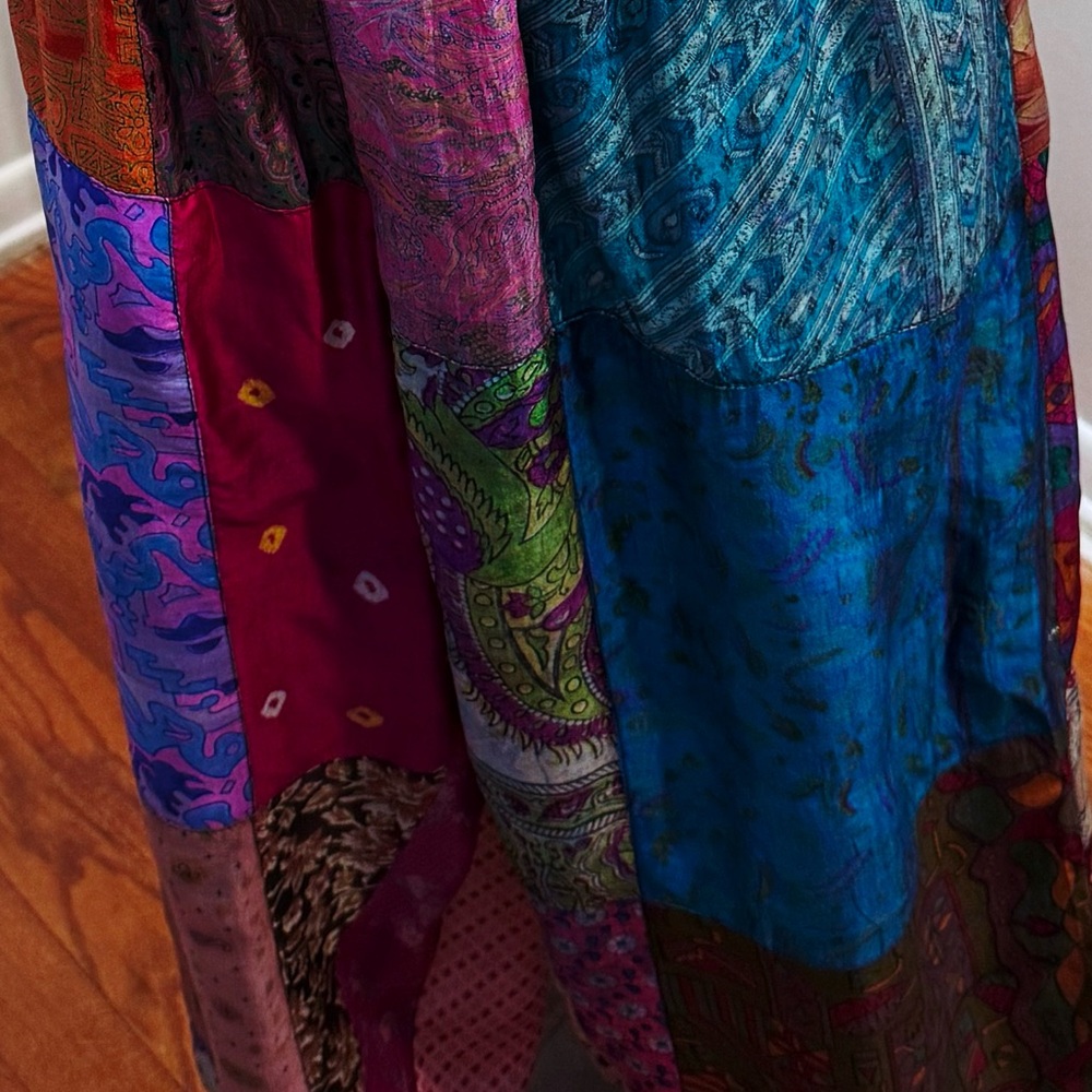 Colorful Silk Lined Patchwork Capris - image 5